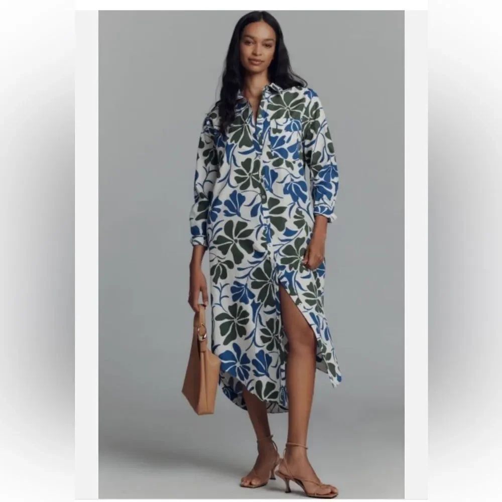 Anthropologie Maeve Soren Long Sleeve Shirt Dress